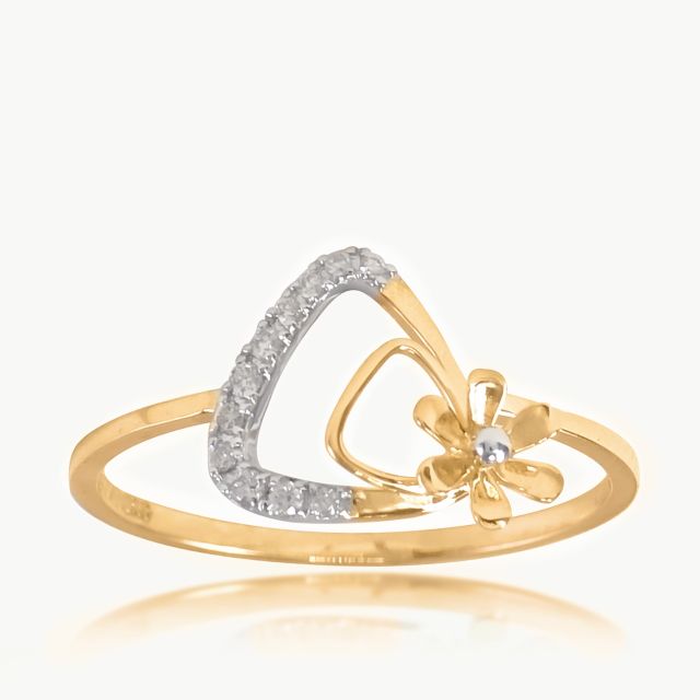 Triangular Flora Diamond Ring